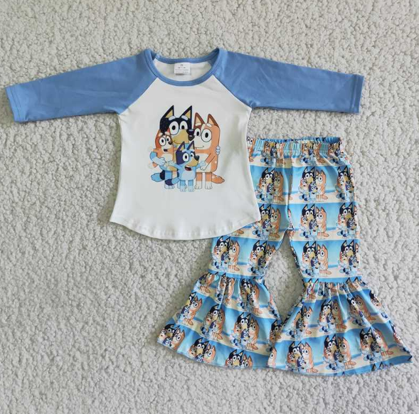 6 B6-38  blue dog girls set
