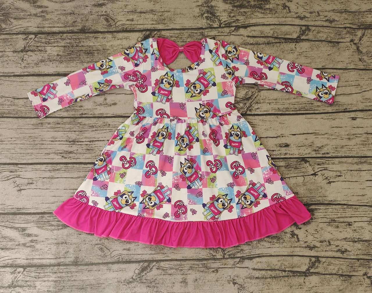 Pre-order girls summer clothes rose red long sleeve dresses