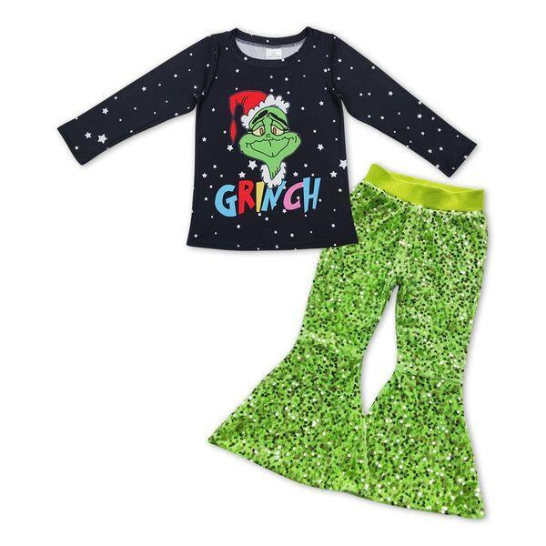 GT0329  cartoon top  and sequin pants