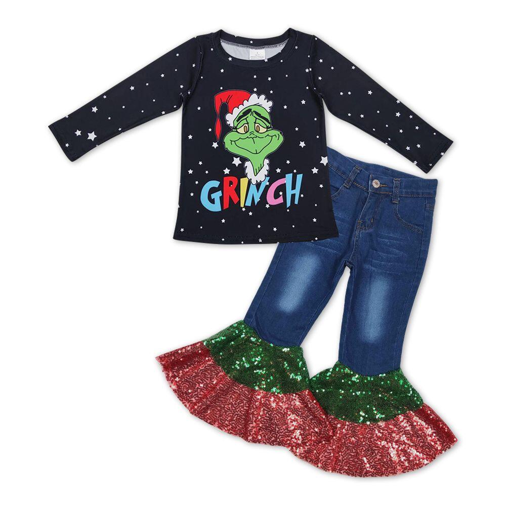 GT0329  cartoon top  and  girls jeans set