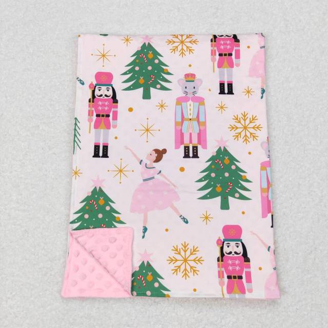 BL0086 Dancing Princess Soldier King Nutcracker Pink and White Baby Blanket