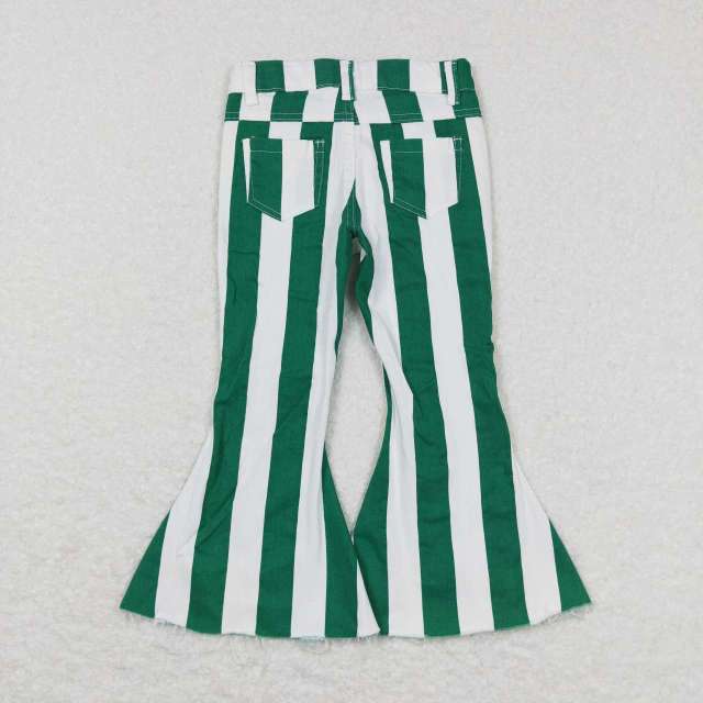 P0330 Green and white striped denim Jeans