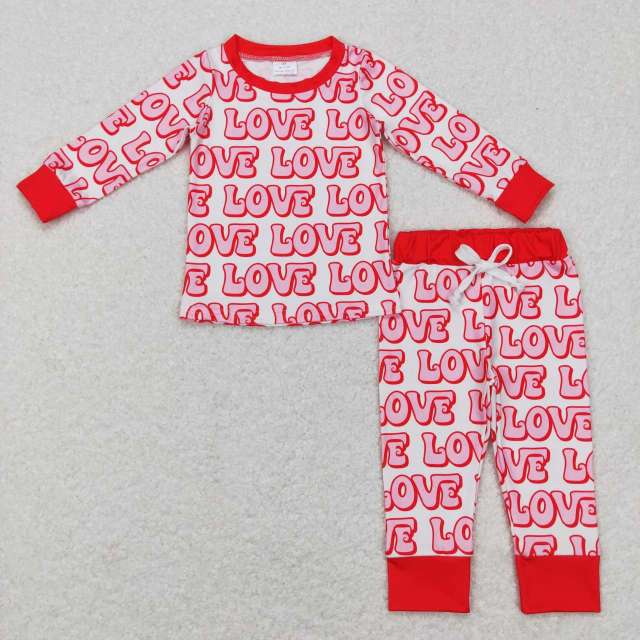 BLP0416 red and white long-sleeved pants suit with love letters