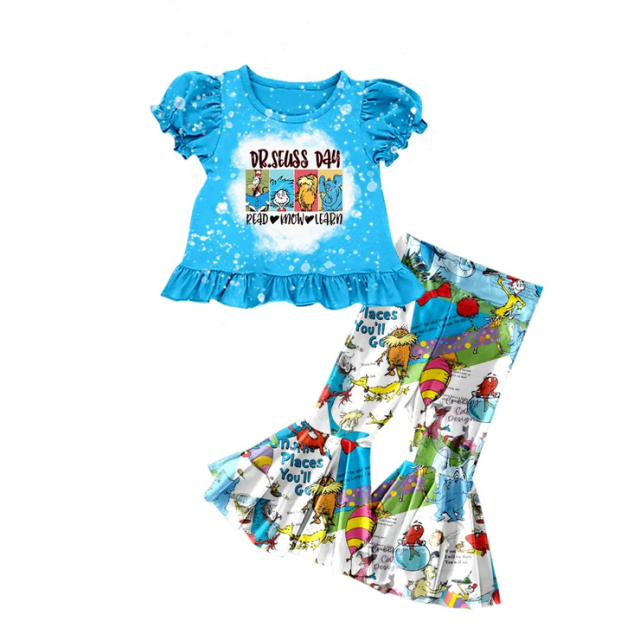 GSPO1099 pre-order toddler girk clothes dr.seuss girl fall spring outfit