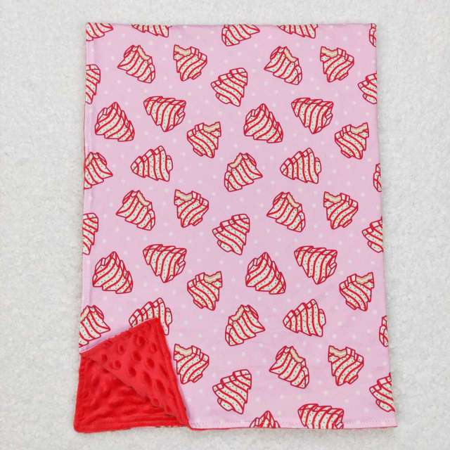 BL0089 Christmas tree cookies pink baby blanket