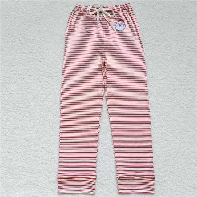 P0200 Adult Embroidered Santa Red and Green Striped pants