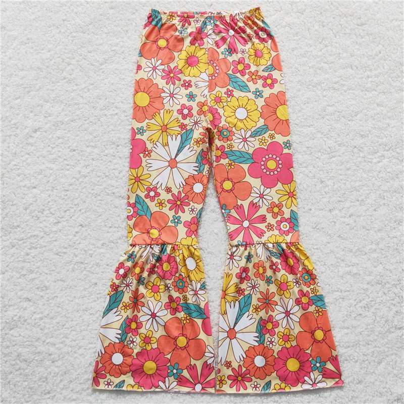 P0172 Adult flower yellow milk silk pants