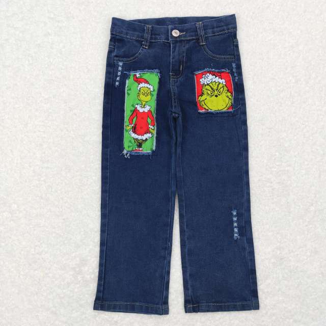 P0207 boys christmas grinch ripped denim jeans