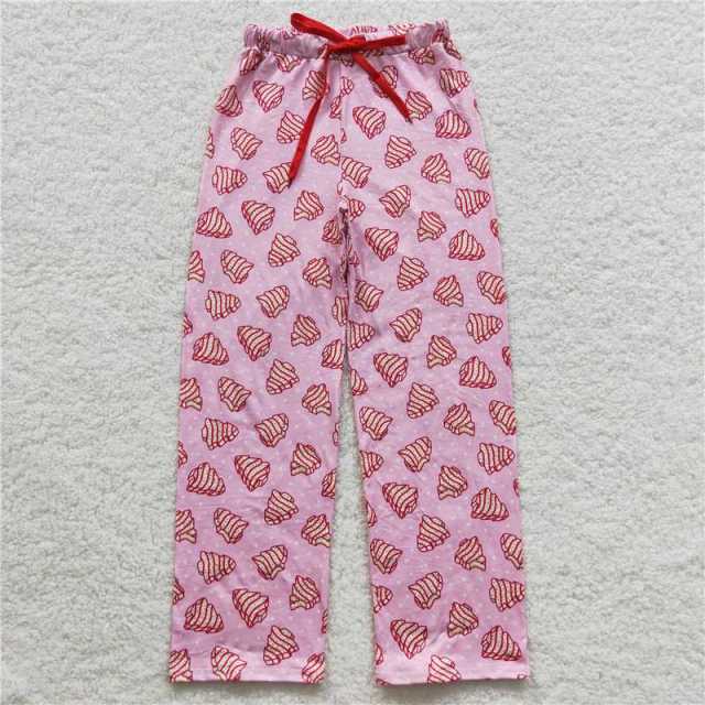 P0155 Adult Christmas tree cookie polka dot pink lace-up pants
