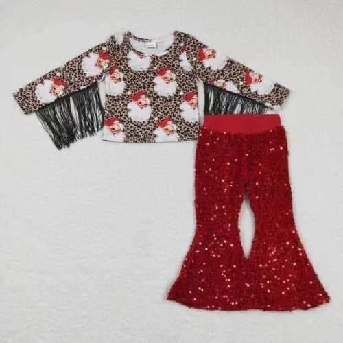 B4-11 Girls Red Sequined Pants and  top
