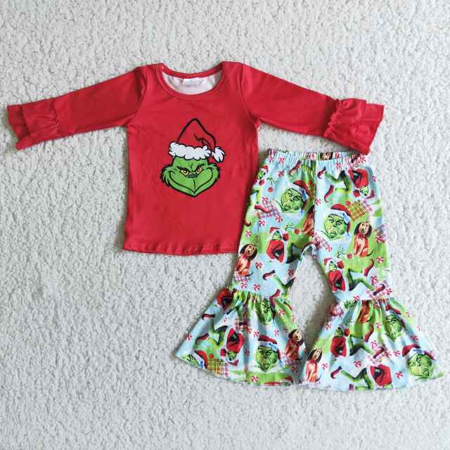 6 C9-25 Red grinch top and flared pants suit