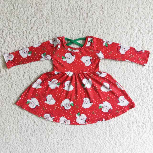 6 C10-18 Santa Claus polka-dot red long-sleeved skirt