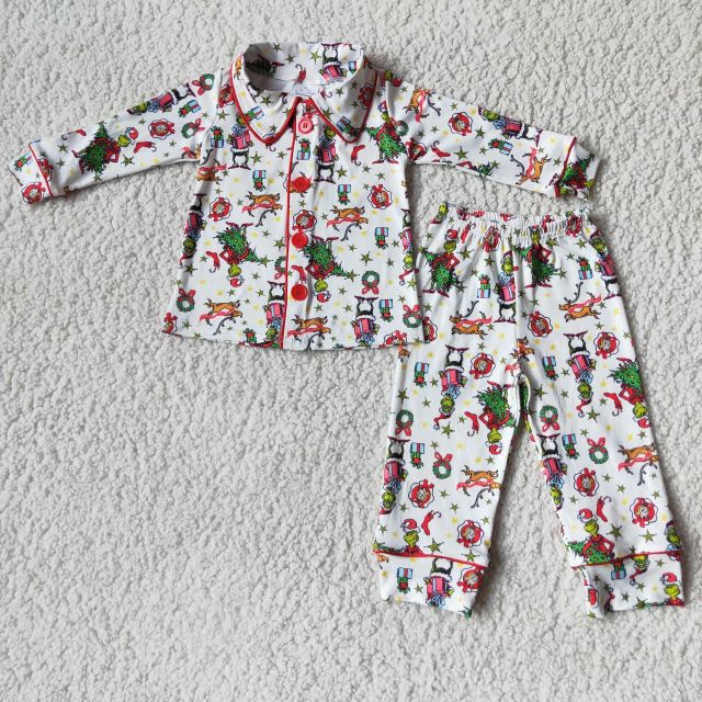 6 C6-39 grinch long sleeve pajama set