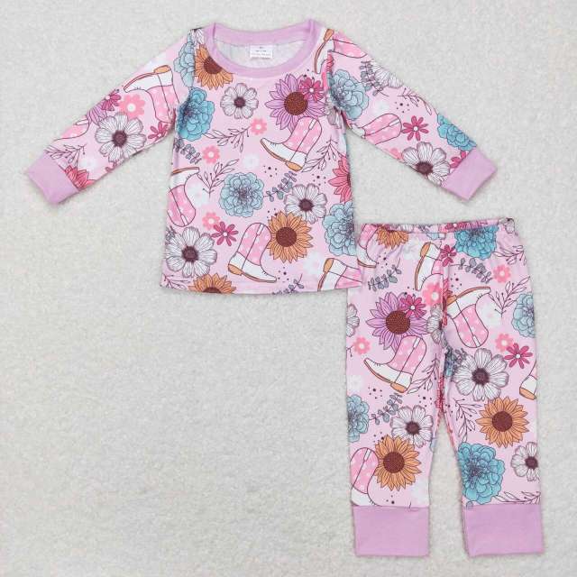 GLP0977 Boots floral pink long sleeves Pants suit