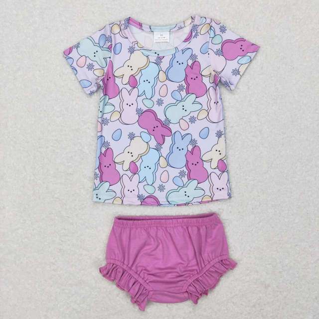 GBO0197 Easter Egg Rabbit Short Sleeve Purple Briefs Set