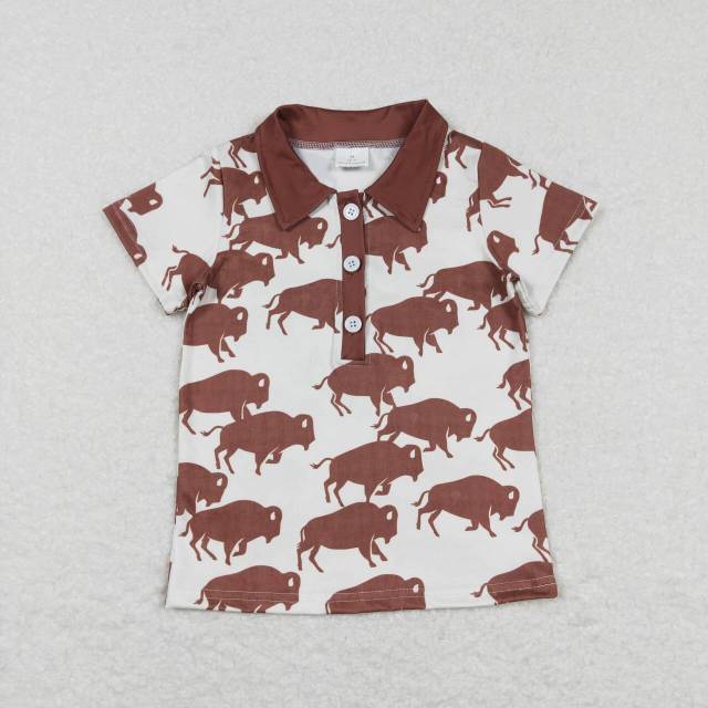 BT0175 Boys Brown Cow Short Sleeve Top