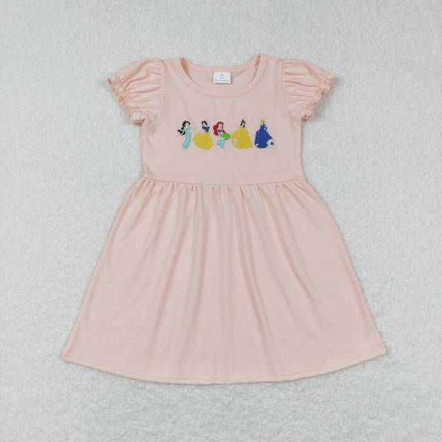 GSD0510 Embroidered Disney Princess Pink Short Sleeve Dress