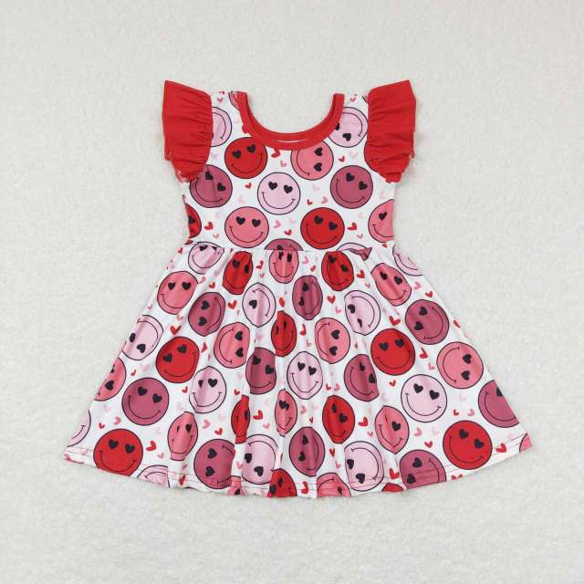 GSD0513 Love Smiley Red and White Flying Sleeve Dress