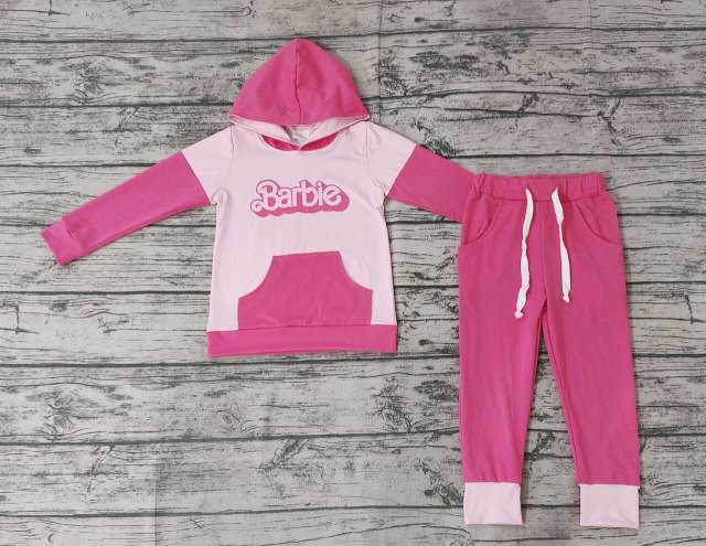 Pre-order baby GIRL clothes  hooded barbie pink outfits