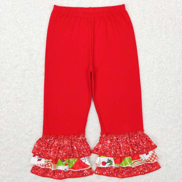 P0358 grinch lace red long pants
