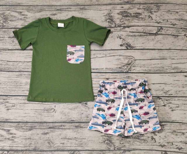 Pre-order baby boys clothes green short sleeve shorts outfits