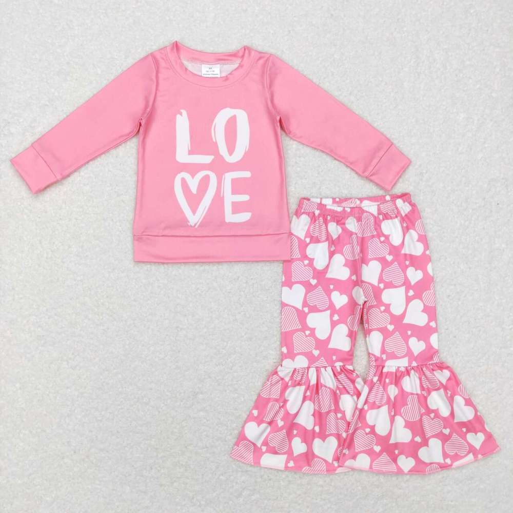 GLP0867 LOVE letter pink long-sleeved Pants Suit