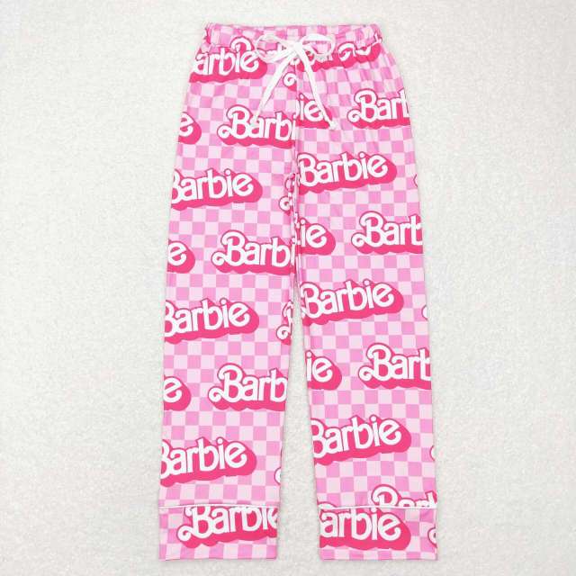 P0356 Adult female barbie letter pink plaid Pants