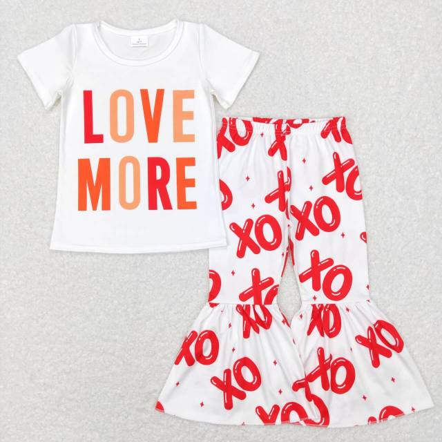 GSPO1122 love more letter white short sleeve xo Pants Suit