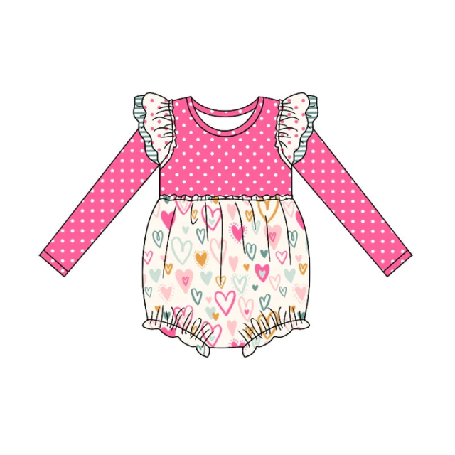 pre-order LR0872 baby girl clothes heart valentines day romper