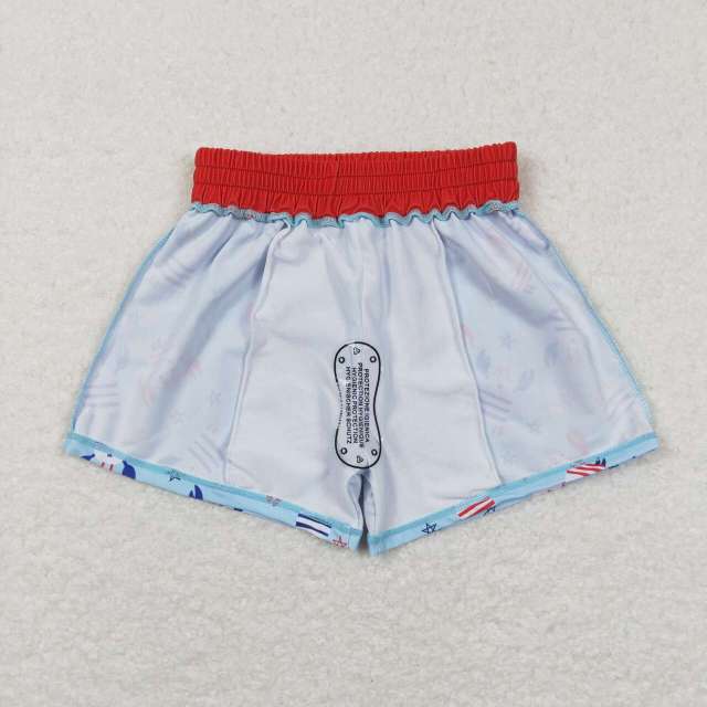 S0187 Crab five-pointed star lace red and blue swimming trunks