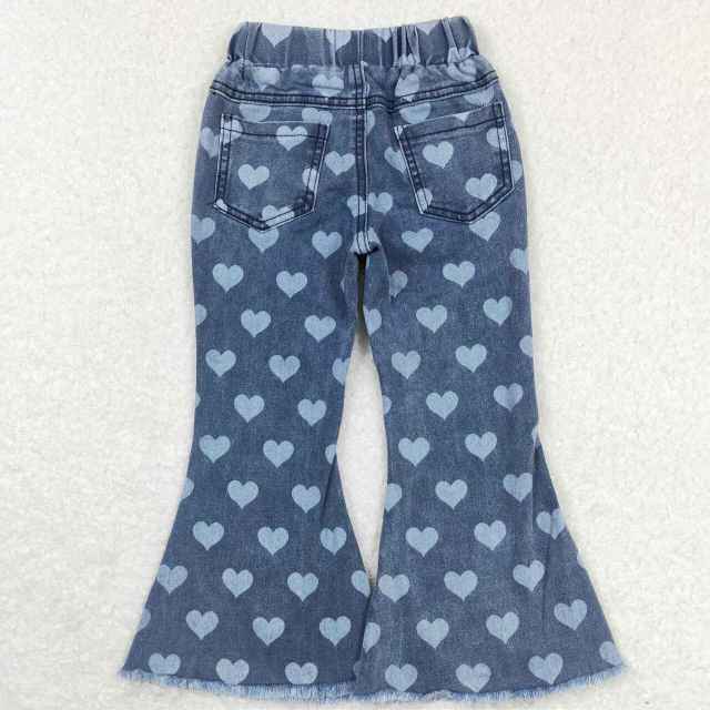 P0333 Heart pattern denim jeans