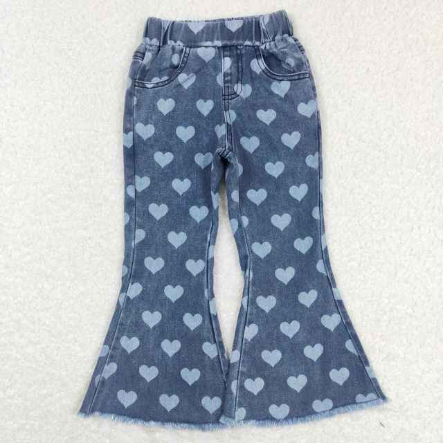 P0333 Heart pattern denim jeans