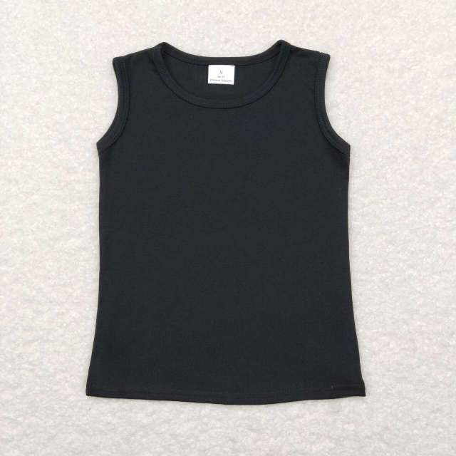 GT0419 Pure black girl's sleeveless top