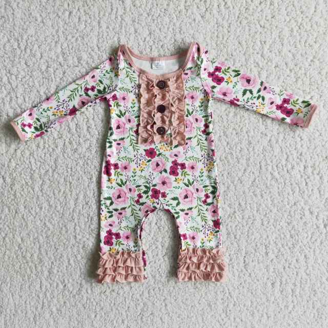 6 A22-3 Floral multi-layered lace baby romper onesie