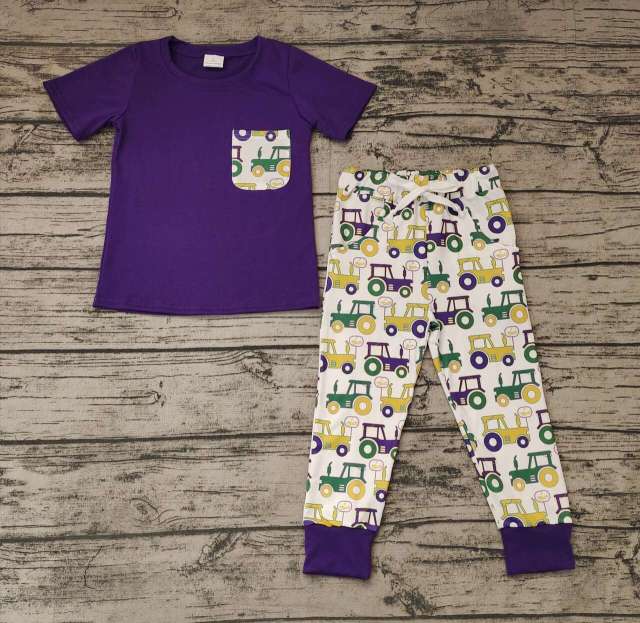 Pre-order baby boy clothes purple short sleeve pants outfits