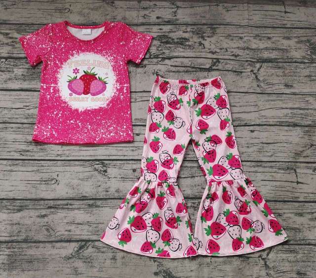 Pre-order baby girl clothes pink bell bottoms outfit