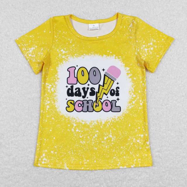 GT0387 100days pencil yellow short-sleeved top