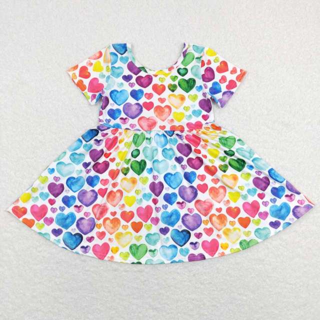C7-16 Colorful Love Valentine Short Sleeve Dress