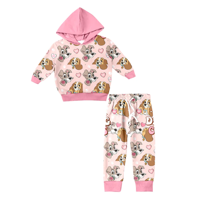GLP1133 pre-order baby girl clothes girl cartoon dog valentines day hoodie outfit