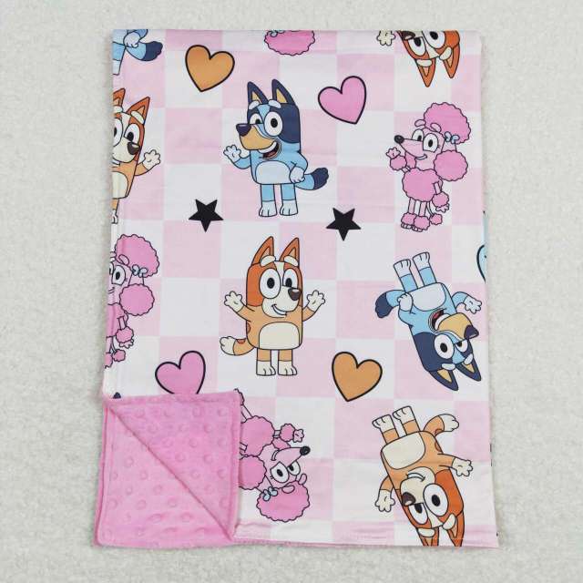 BL0114 bluey love pink and white plaid baby blanket