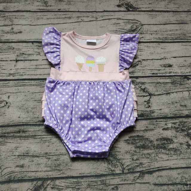 Pre-order baby girls clothes purple flying sleeve romper