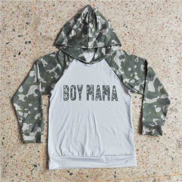 6 A29-5 BOY MAMA Adult Long Sleeve Hooded Top