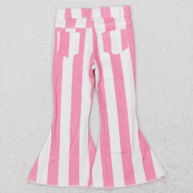P0315 Pink and white striped denim jeans