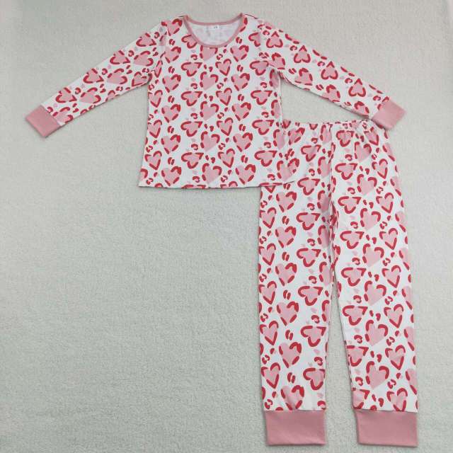 GLP1096 Adult pink love white long-sleeved pants suit