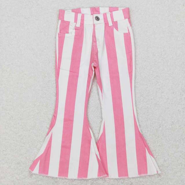 P0315 Pink and white striped denim jeans