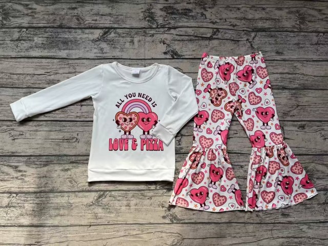 Pre-order toddler girl clothes valentine love long sleeve pants outfit