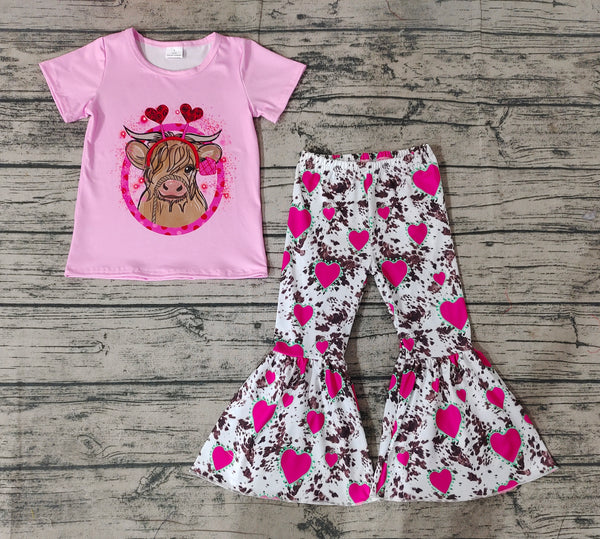 Pre-order Valentines day highland cow bell bottoms set