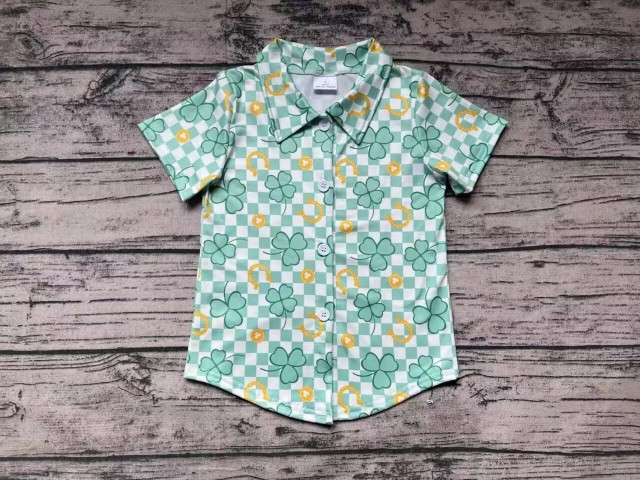Pre-order baby boy clothes st.patrick light green short sleeve top