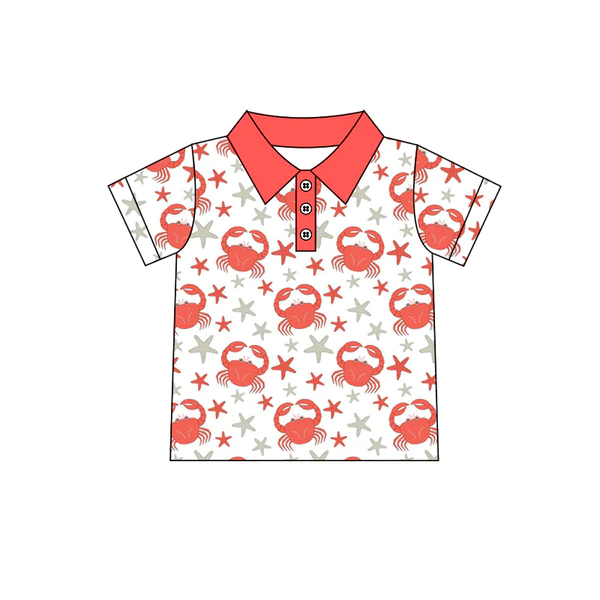 Pre order baby boy short sleeve crab polo shirt