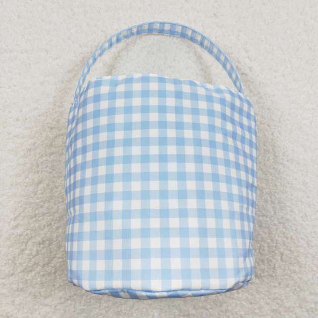 BA0161 Colorful rabbit blue and white plaid bucket bag